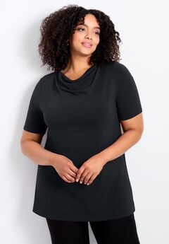 Cowl Neck Short Sleeve Top