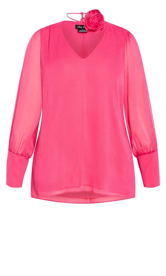 Fleur 2 Piece Decorative Flower Neck Tie Top - vibrant pink, PINK, alternate image number null