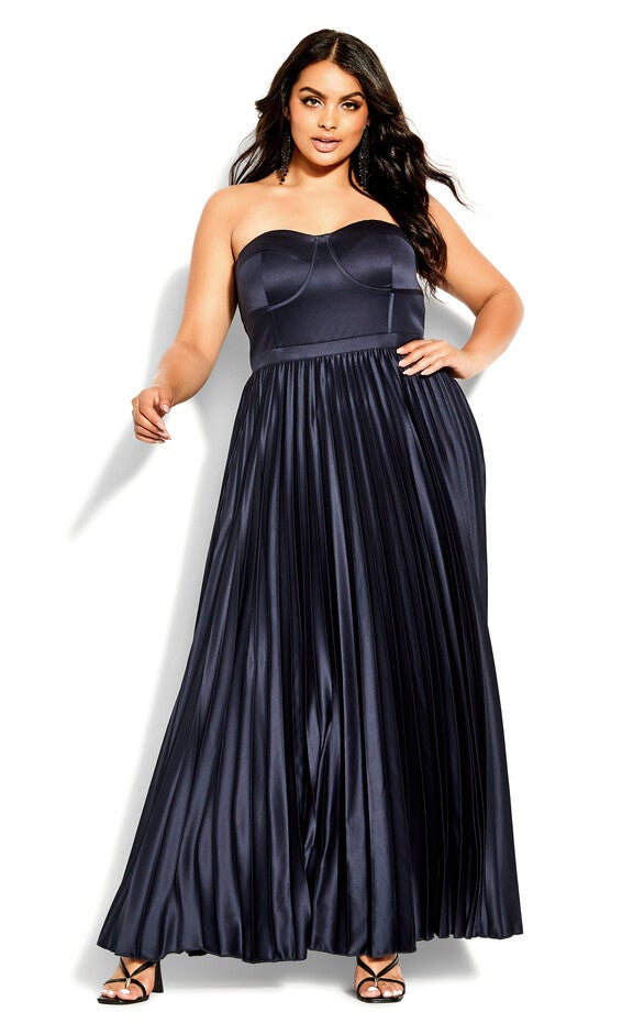Pleat Desire Dress - navy, BLUE, hi-res image number null