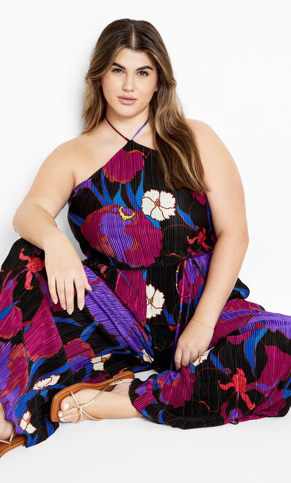 Kira Print Jumpsuit - magenta, WILD FLOWER, hi-res image number 0
