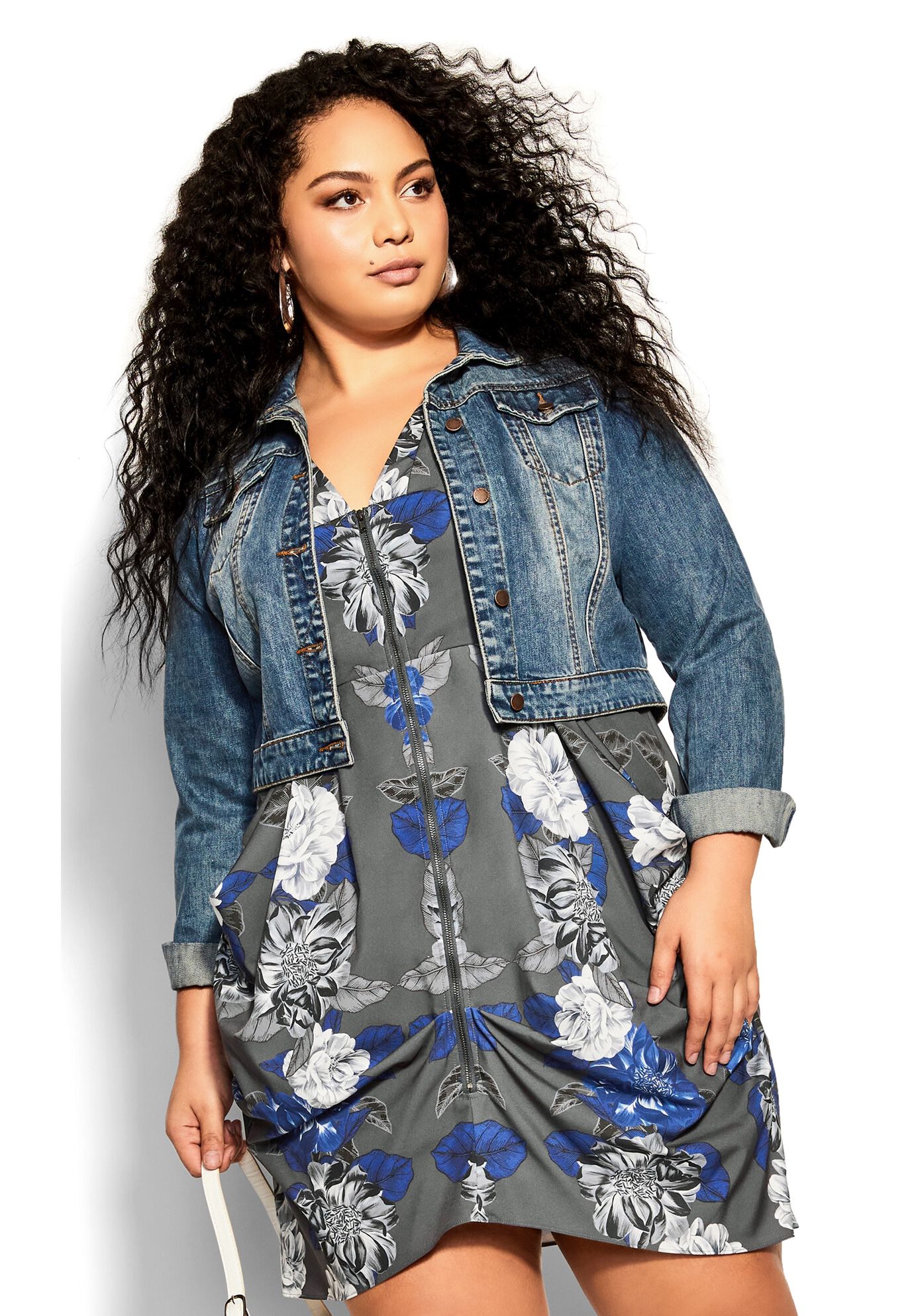 Epic Floral Tunic - slate, GRAY, on-hover image number 1