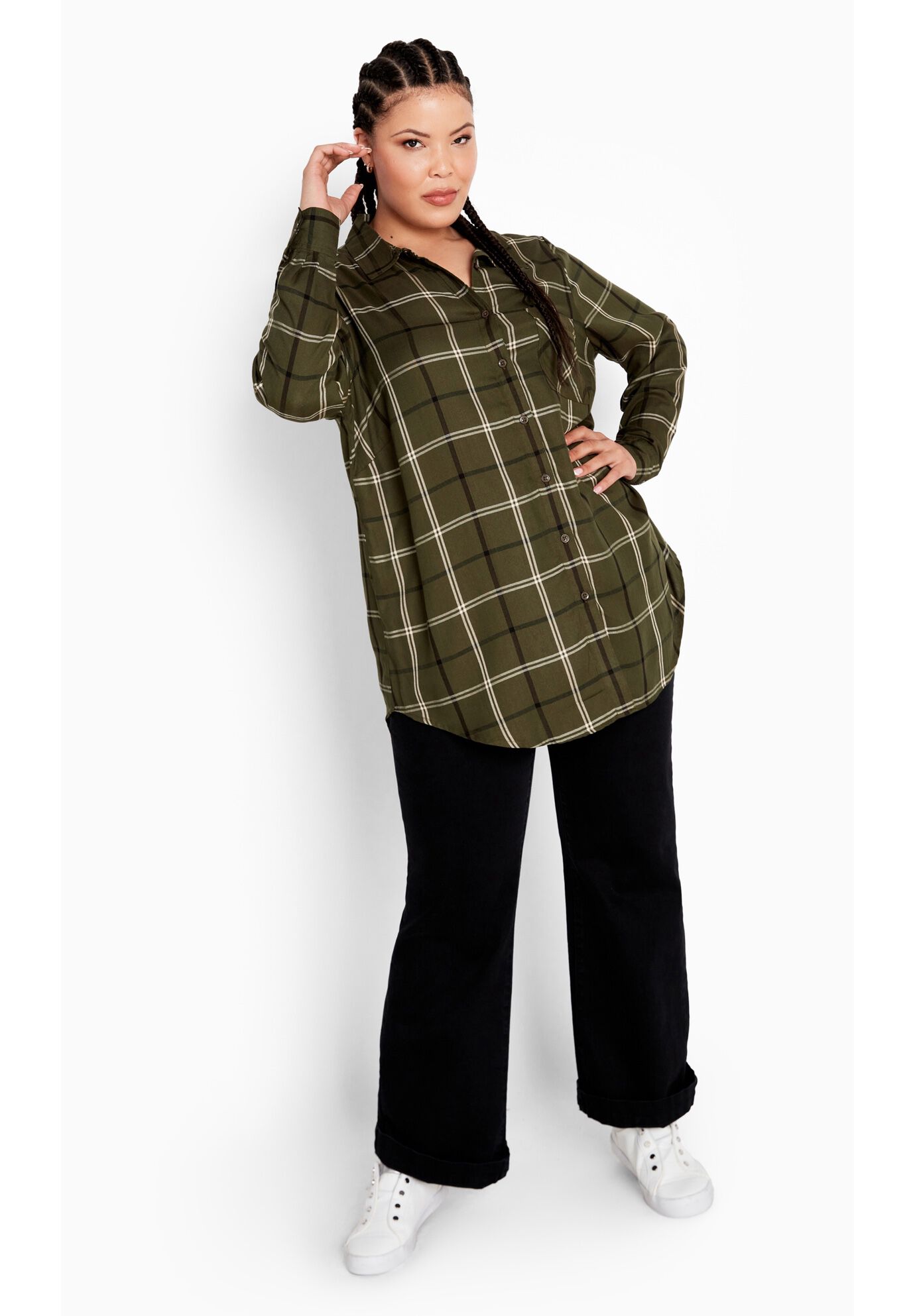 Kylee Plaid Shirt, KHAKI, alternate image number 2