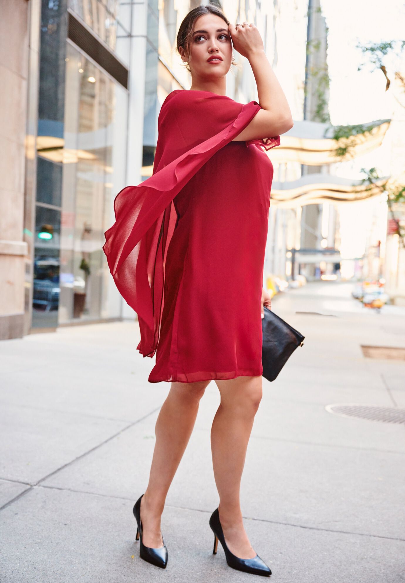 Nina Cape Dress, RUBY, alternate image number 3