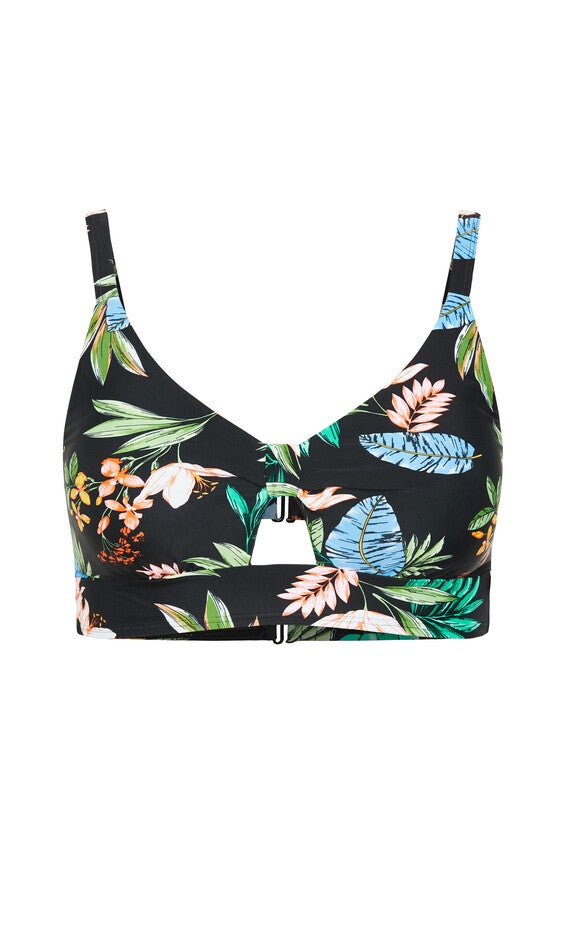 Izzy Print Bikini Top - tropical foliage, GREY, alternate image number 3