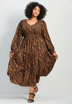 Indi Puff Sleeve Shirred Dress
