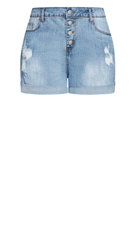 Denim Cuff Short - denim, BLUE, alternate image number 5