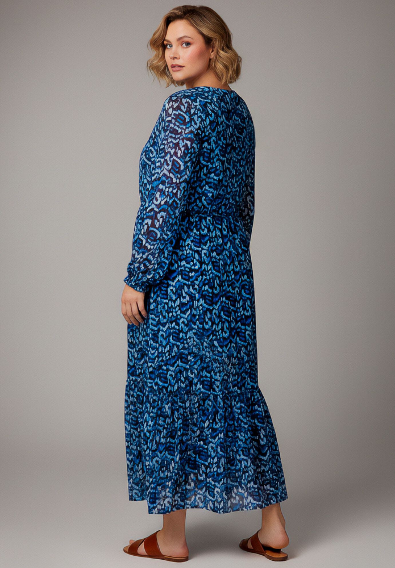 Maxi Tiered Dress, BLUE BRUSH TIDE, on-hover image number 1
