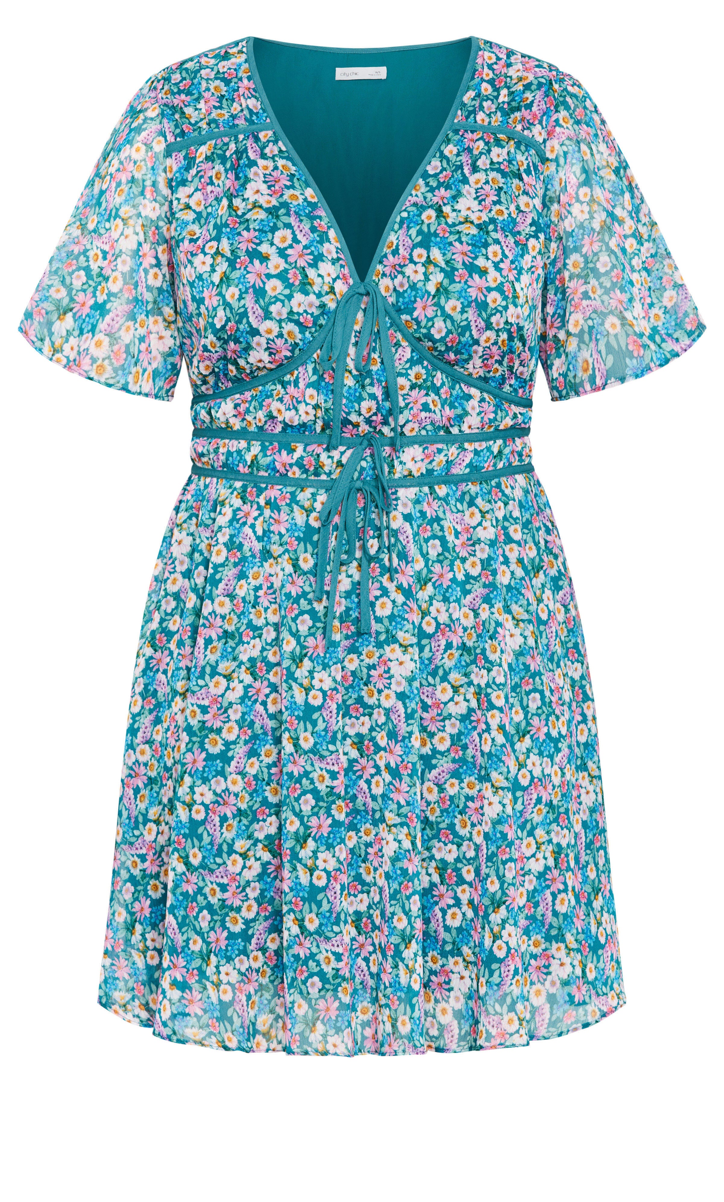 Cara Print Dress - teal, GREEN, alternate image number 3