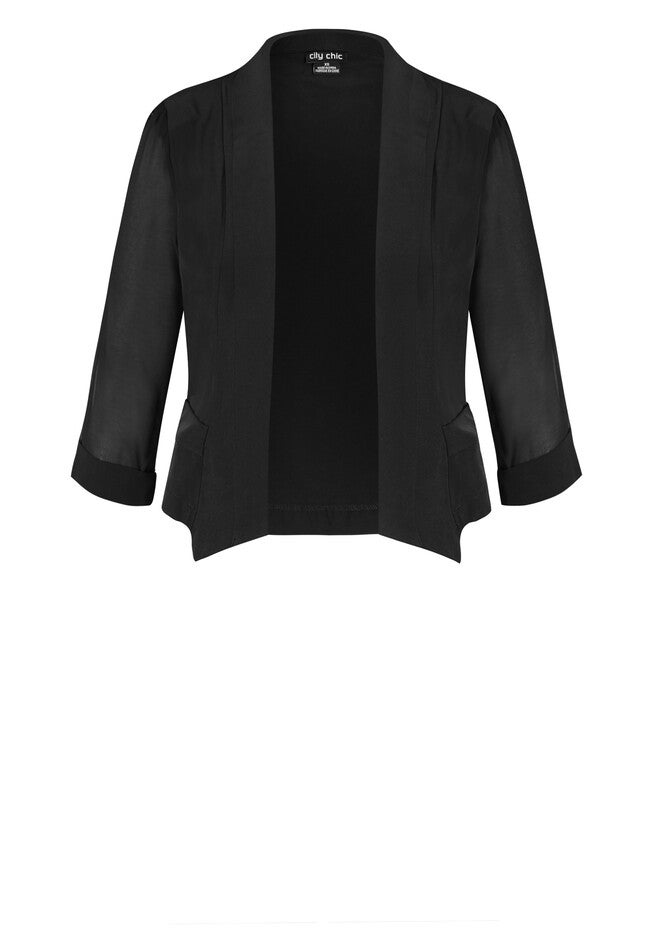 Cropped Blazer Jacket - black, BLACK, alternate image number null