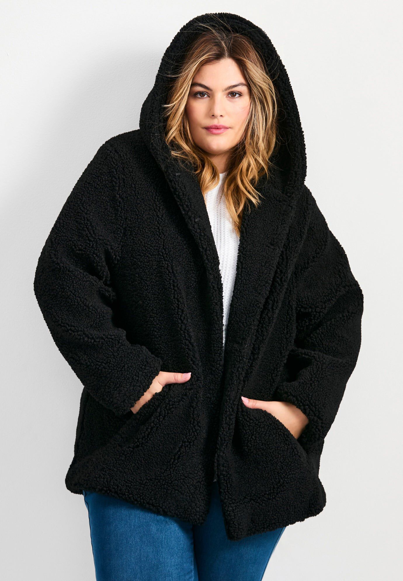 Teddy Hooded Jacket, BLACK, hi-res image number 0