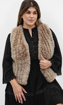 Eve Faux Fur Vest - natural grey