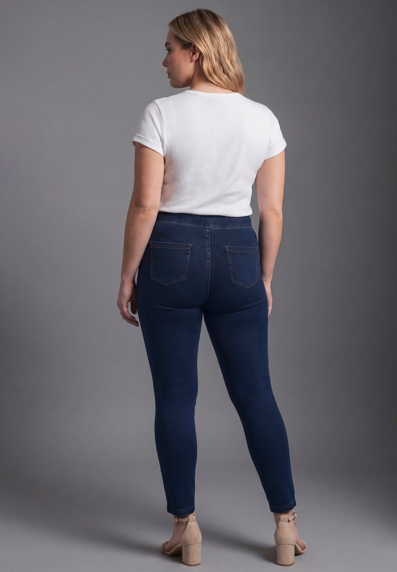 Gabrielle Knit Denim Legging, DARK WASH, alternate image number 3
