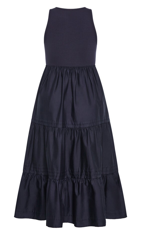 Chelsea Mixed Media Dress - navy, NAVY, alternate image number 5