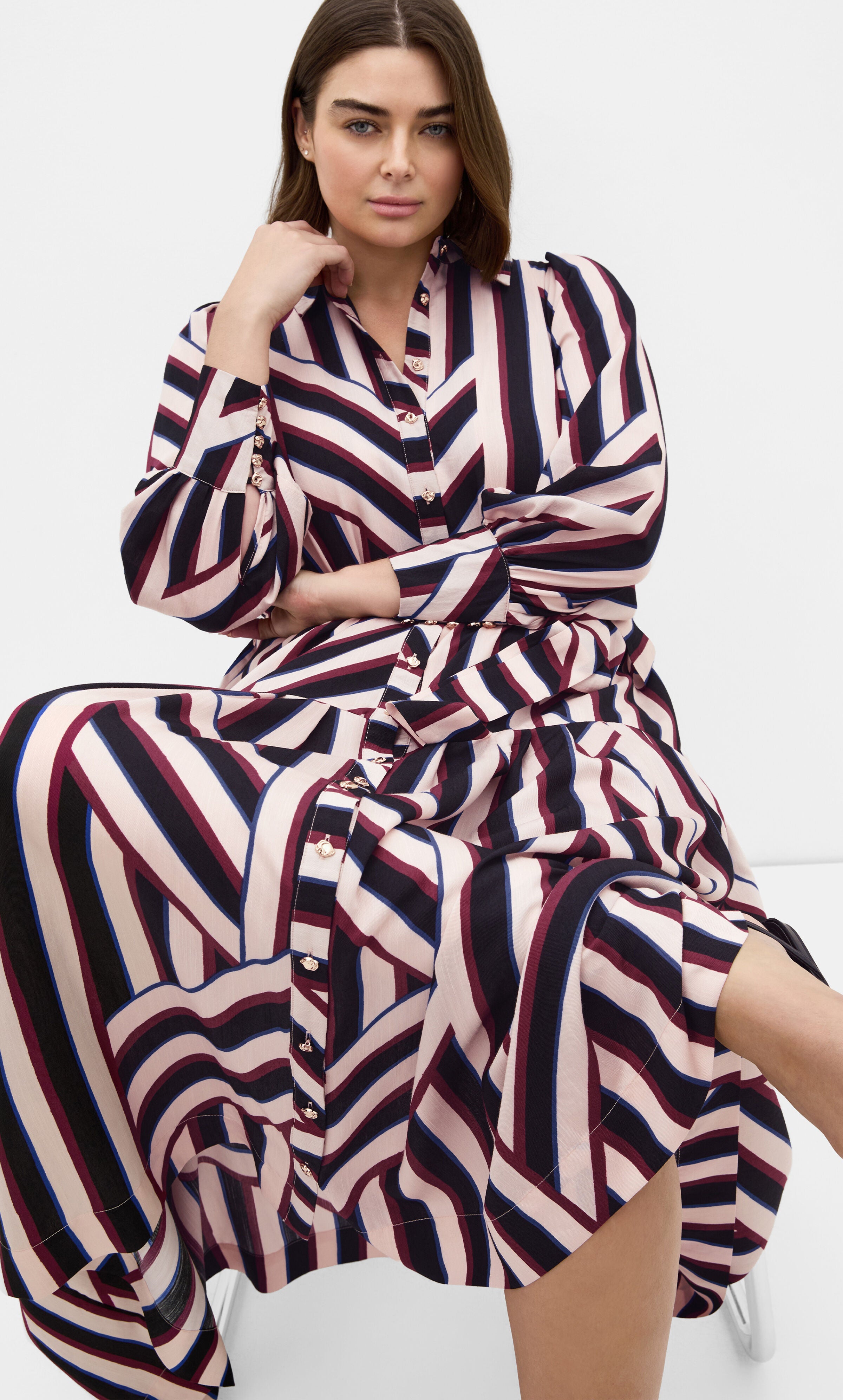 Timeless Stripe Long Sleeve Maxi Dress, BLACK, hi-res image number 0