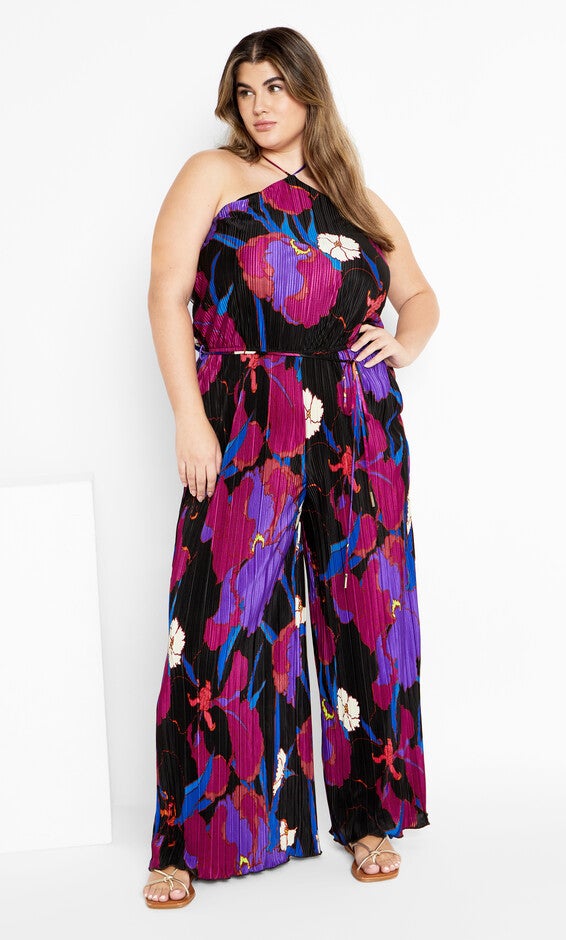 Kira Print Jumpsuit - magenta, WILD FLOWER, alternate image number 1