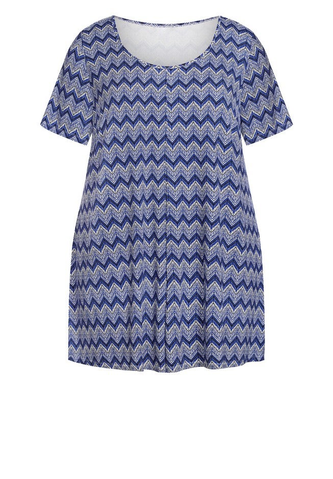 Liv Pleat Print Tunic, MARINE ZIG ZAG, alternate image number null