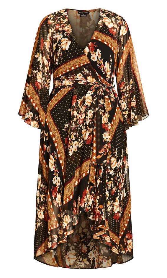 Falling Floral Maxi Dress - black, BLACK, alternate image number 4