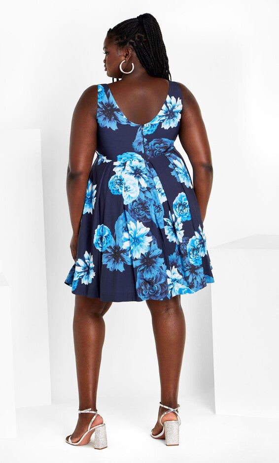 Hydrangea Print Dress - navy, BLUE, alternate image number 2