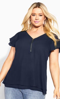 Zip Fling Top - navy