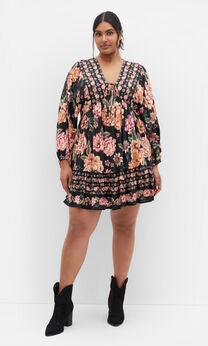 Devine Mini Border Dress - black