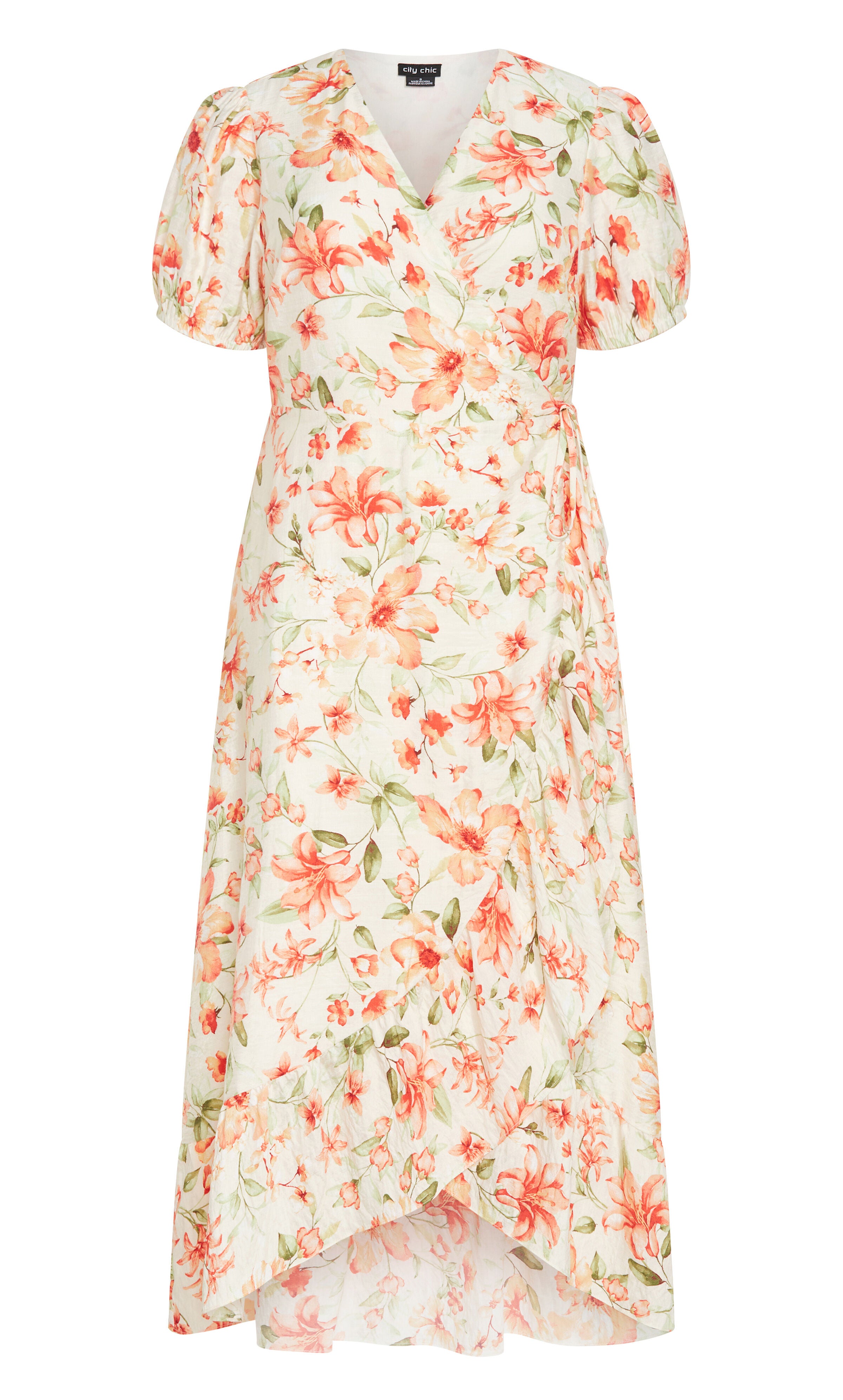 Sarina Print Dress - ivory, ORANGE, alternate image number 3