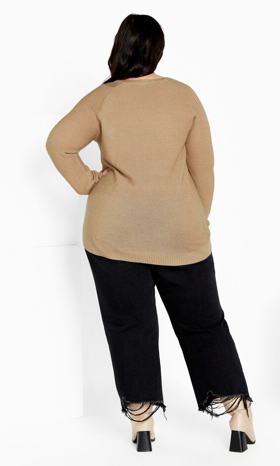 Zip Front Sweater - latte, BROWN, alternate image number null