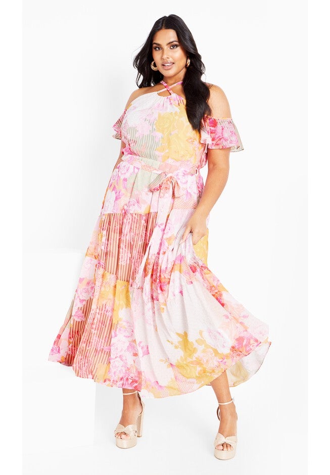 Vera Print Maxi Dress - sunset haze, PINK, on-hover image number 1