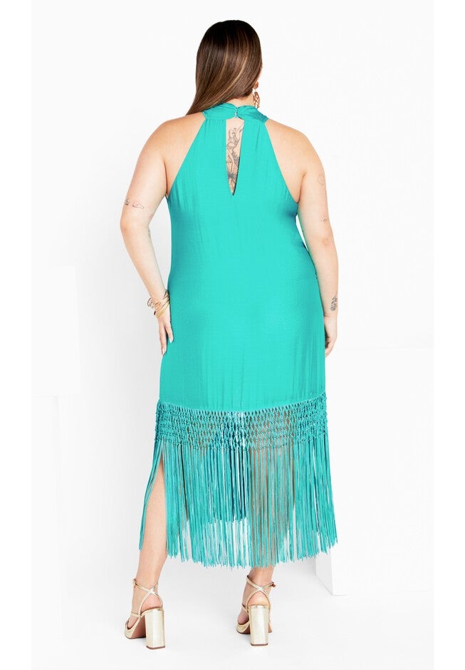 Calypso Fringe Dress - lagoon, BLUE, alternate image number null