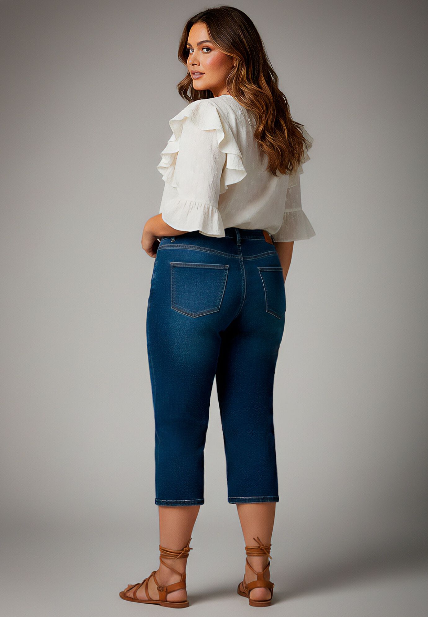 Butter Denim Straight Crop, DARK WASH, alternate image number 2