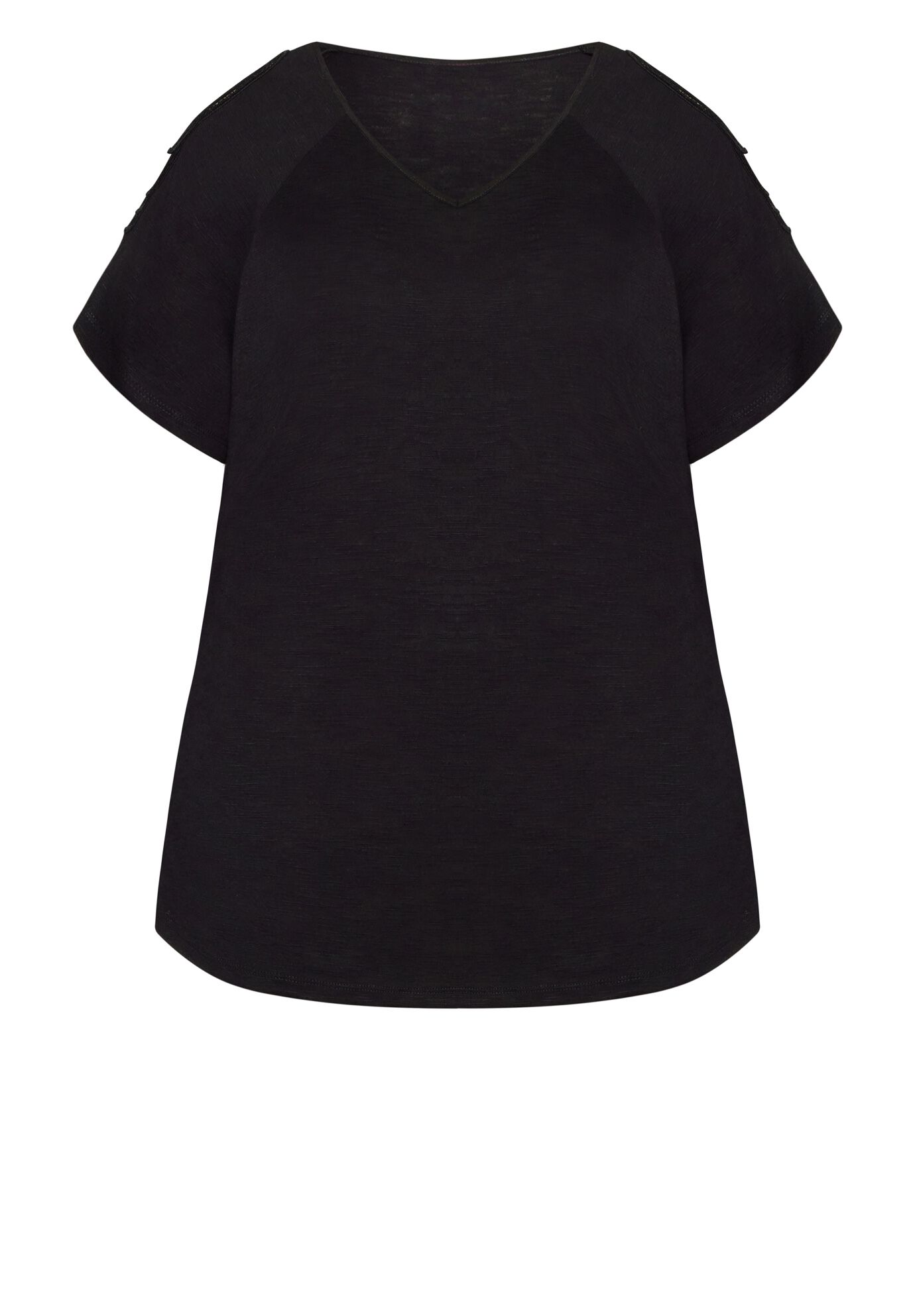 Crochet Cut Out Top, BLACK, alternate image number 3