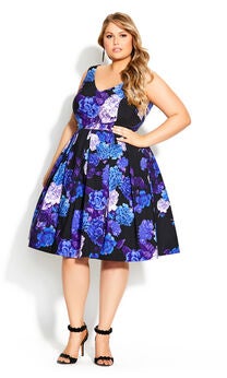 Hydrangea Fit & Flare Dress - black
