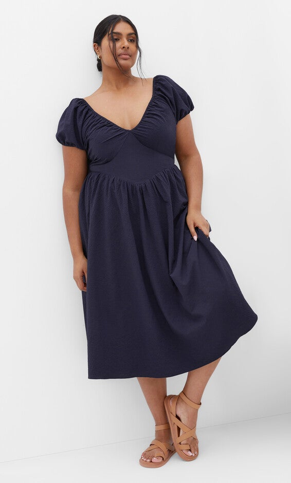 Shelby Midi Dress - navy | Dia & Co Shelby Midi Dress - navy | Dia & Co