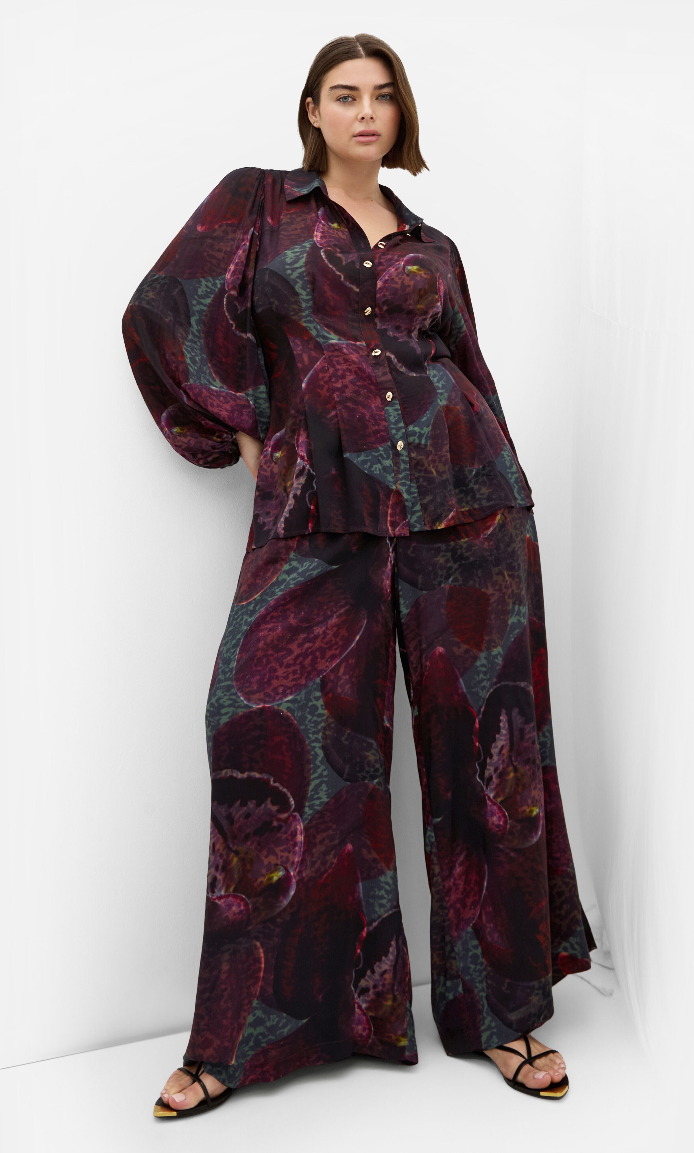 Piper Orchid Print Wide Leg Pant, PURPLE, on-hover image number 1