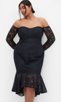 Athena Lace Dress - navy