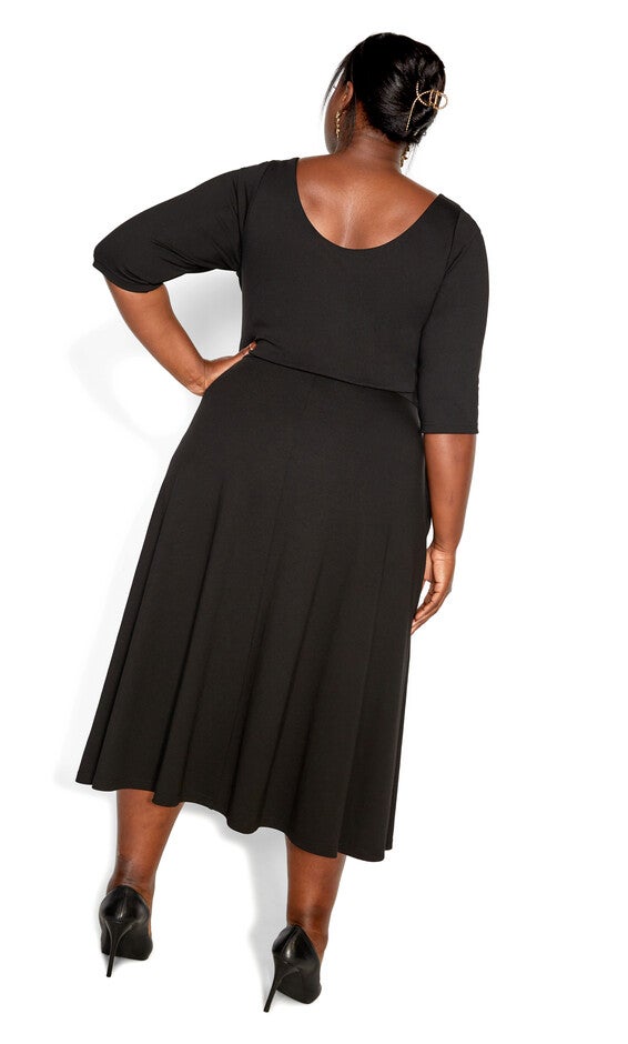 Cute Girl Elbow Sleeve Dress - black, BLACK, alternate image number 3