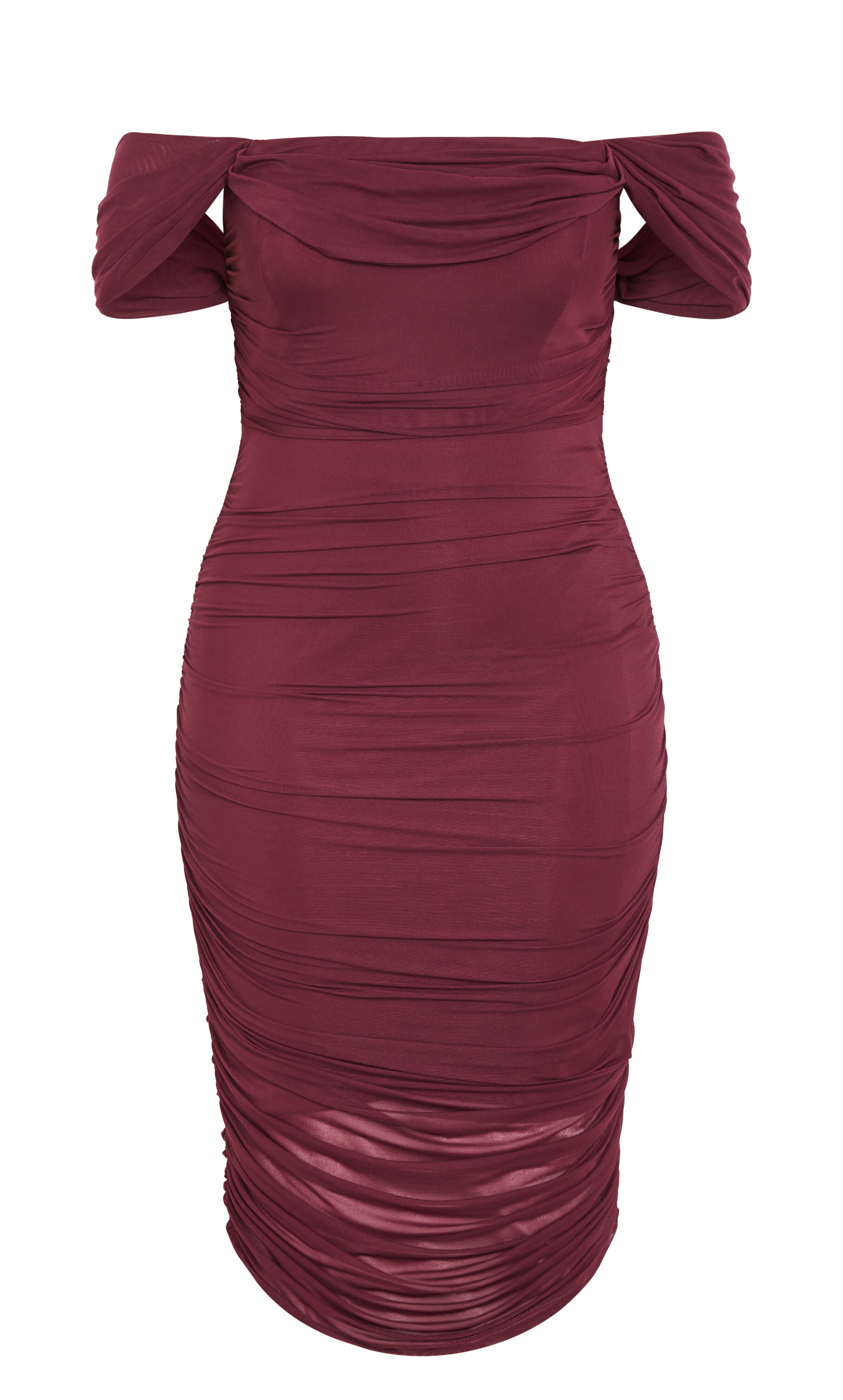 Jazmin Ruched Dress - dark cherry, RED, alternate image number 2