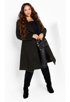 Plus Size Belted Wool Coats