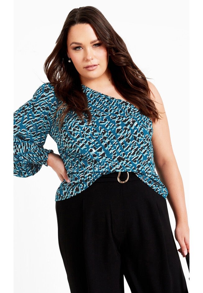Eva One Shoulder Print Top, NOUVEAU, hi-res image number null