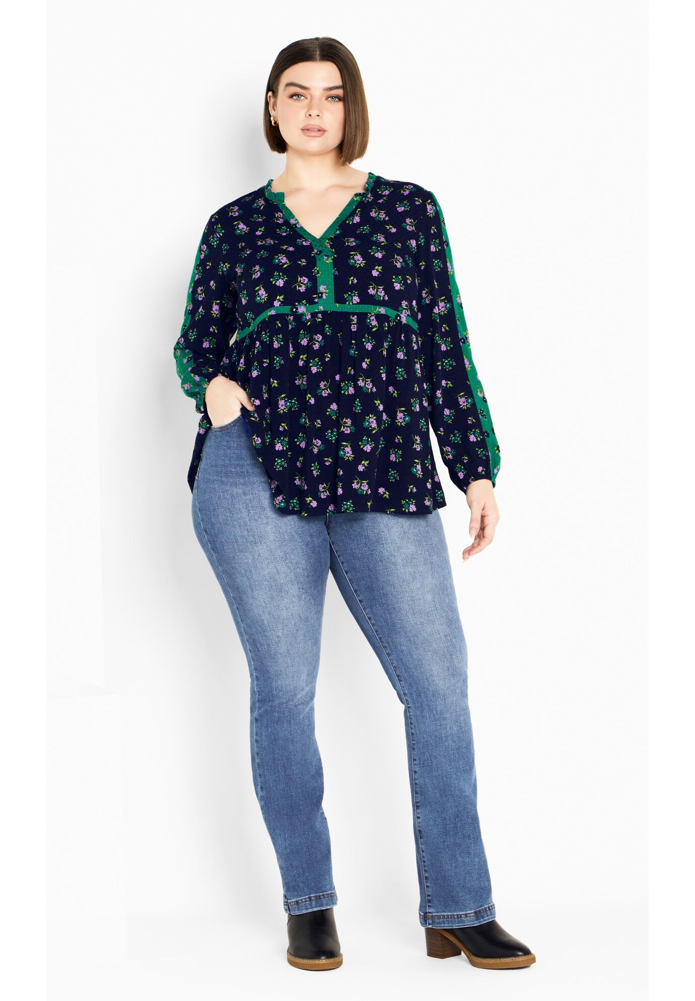 Floral Fields Tunic, NAVY FLORAL, alternate image number 3