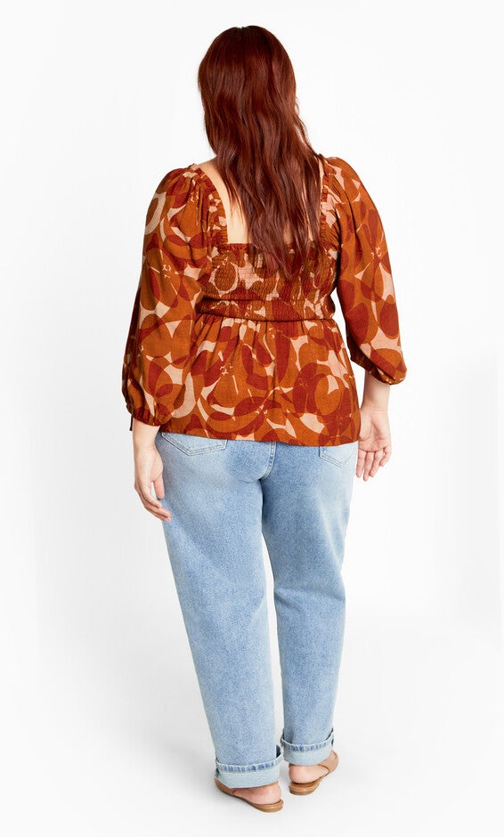 Poppy Print Top - amber, AMBER, alternate image number null