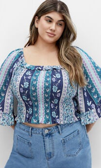 Samara Print Top - teal