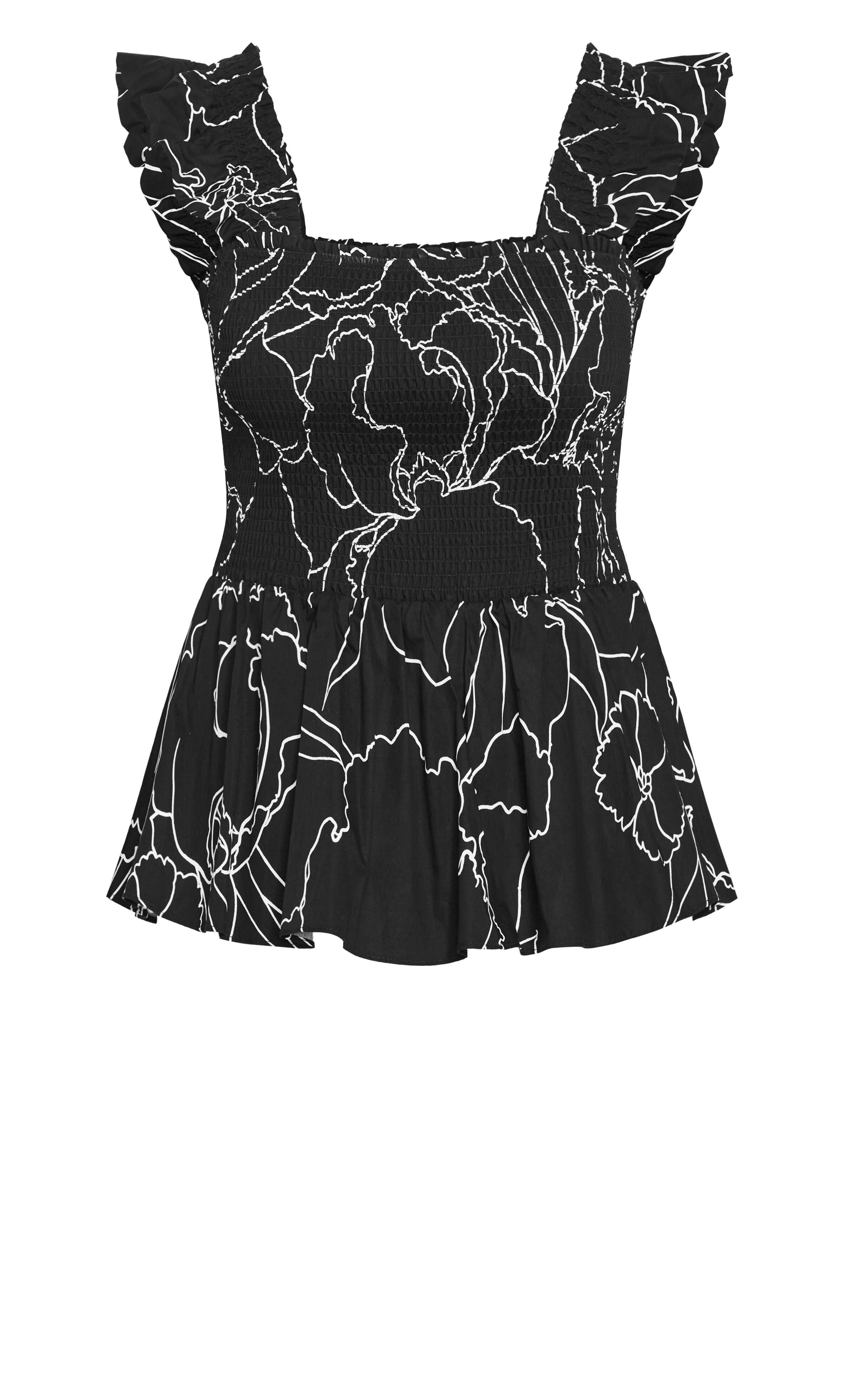 Marli Print Top - black, BLK WILD FLOWER, alternate image number 3
