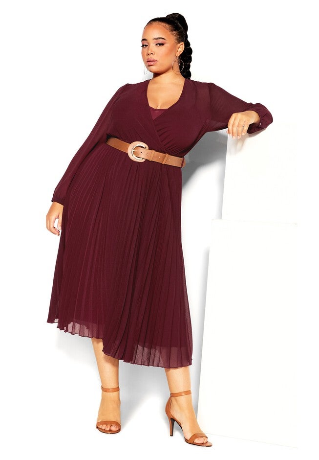 Precious Pleat Dress - oxblood, RED, on-hover image number null