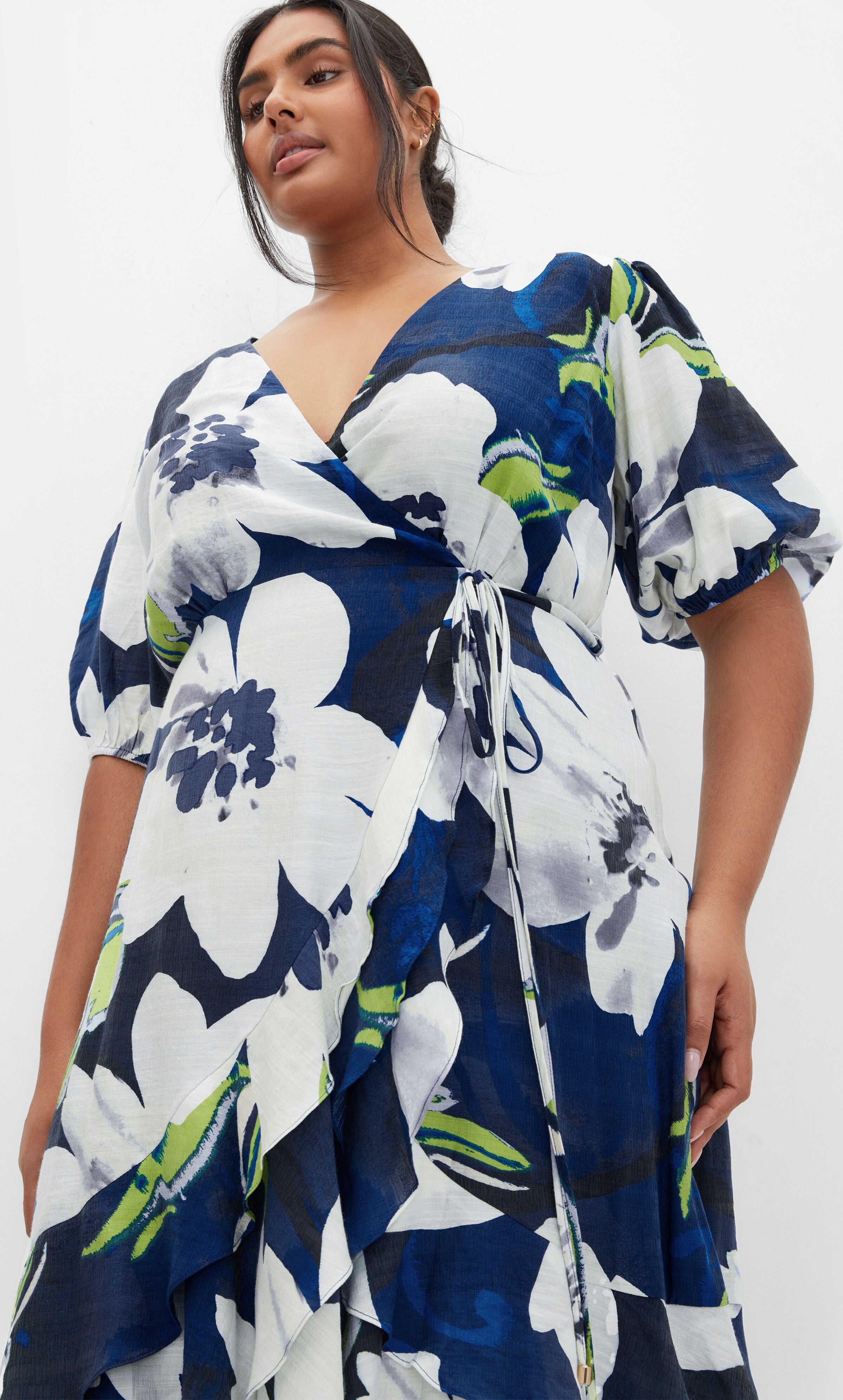 Bea Floral Dress - cerulean, BLUE, alternate image number 4