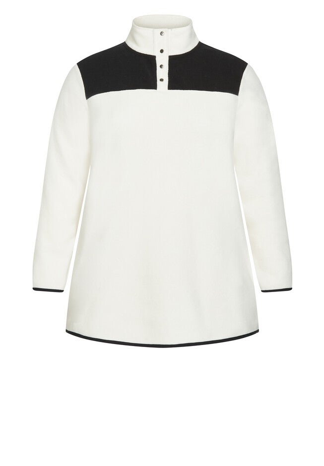 Polar Fleece Color Block Pull Over, IVORY BLACK, alternate image number null