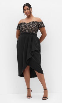 Lace Glamour Midi Dress - black