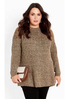 Tia Curved Hem Tunic Sweater
