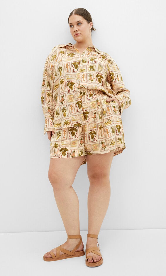 Bella Print Shirt - print, PINK, alternate image number 1