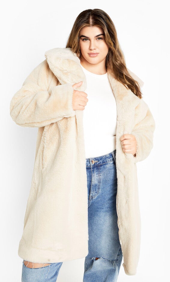 Remi Faux Fur Coat - cream, BEIGE, alternate image number null