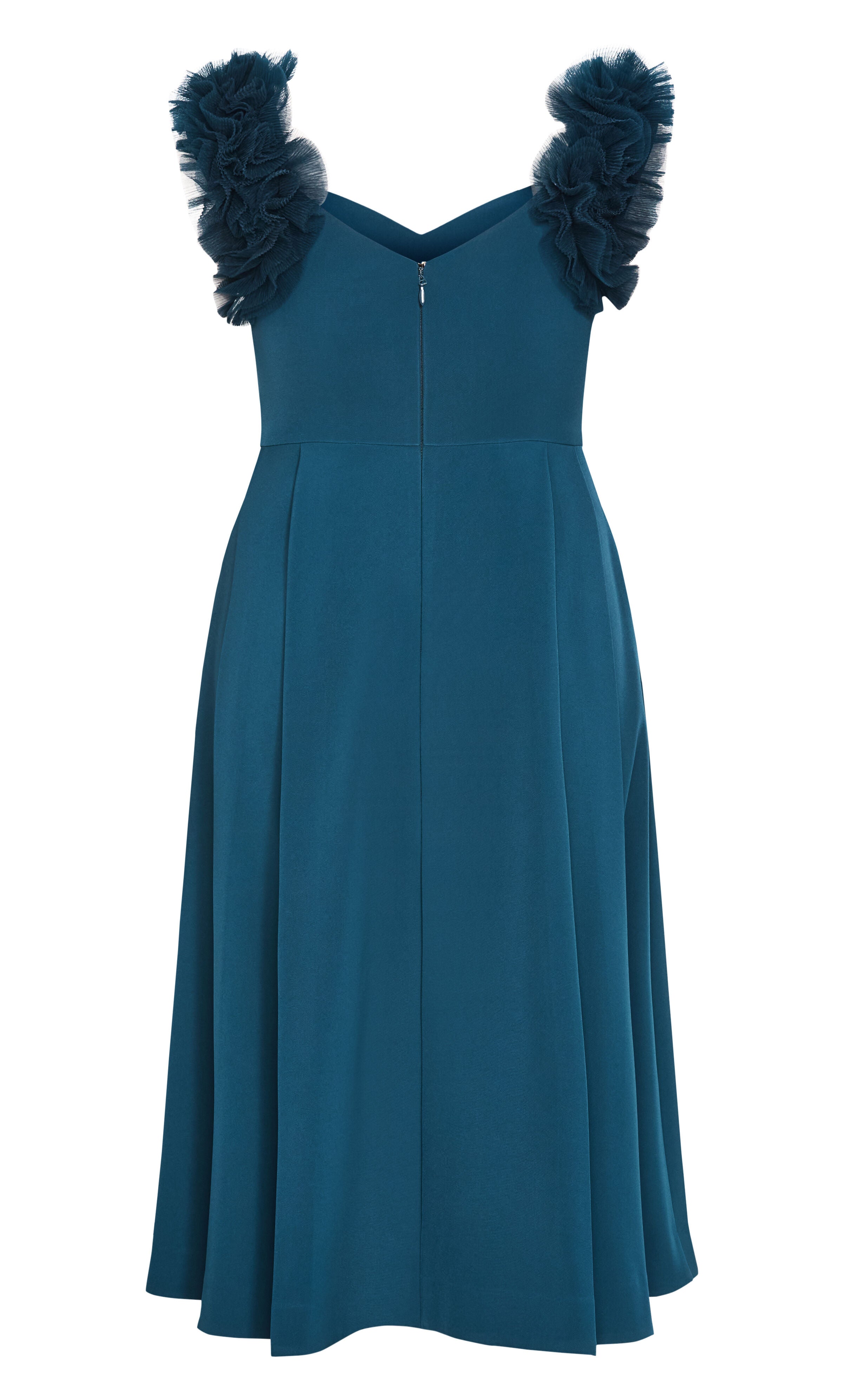 Roselyn Ruffle Tulle Midi Dress - peacock, GREEN, alternate image number 4